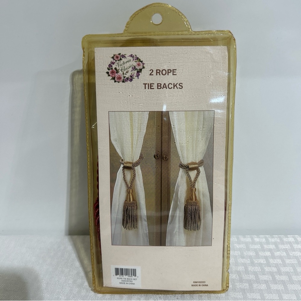 VINTAGE VICTORIA CLASSICS 2 Tassel Drapery Curtain RED Rope Tieback Holdbacks